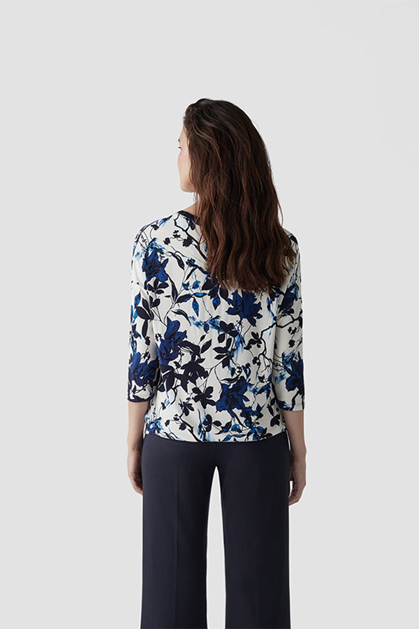 NAVY FLORAL PATTERN T-SHIRT