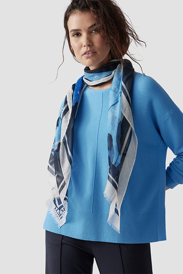 ABSTRACT BLUE PRINT LIGHTWEIGHT SCARF