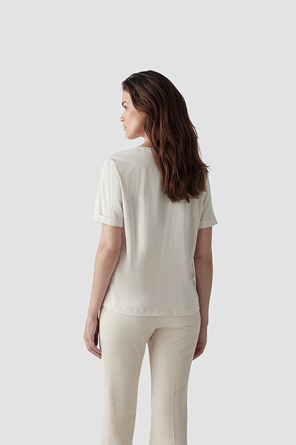 BEIGE THINK ABOUT THINGS T-SHIRT