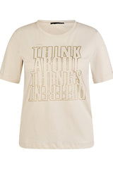 BEIGE THINK ABOUT THINGS T-SHIRT