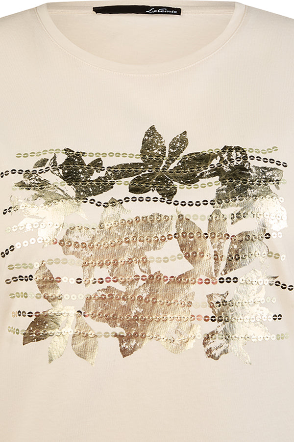 SEQUINNED GOLD LEAF T-SHIRT