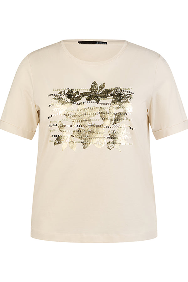 SEQUINNED GOLD LEAF T-SHIRT