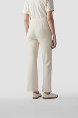 BEIGE ELASTICATED FLARE TROUSERS