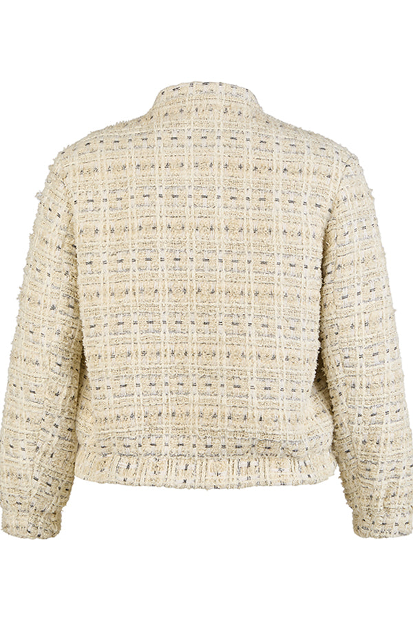 WOVEN CREAM BOMBER JACKET