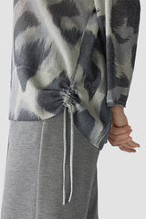 GREY ABSTRACT ANIMAL PRINT SWEATER