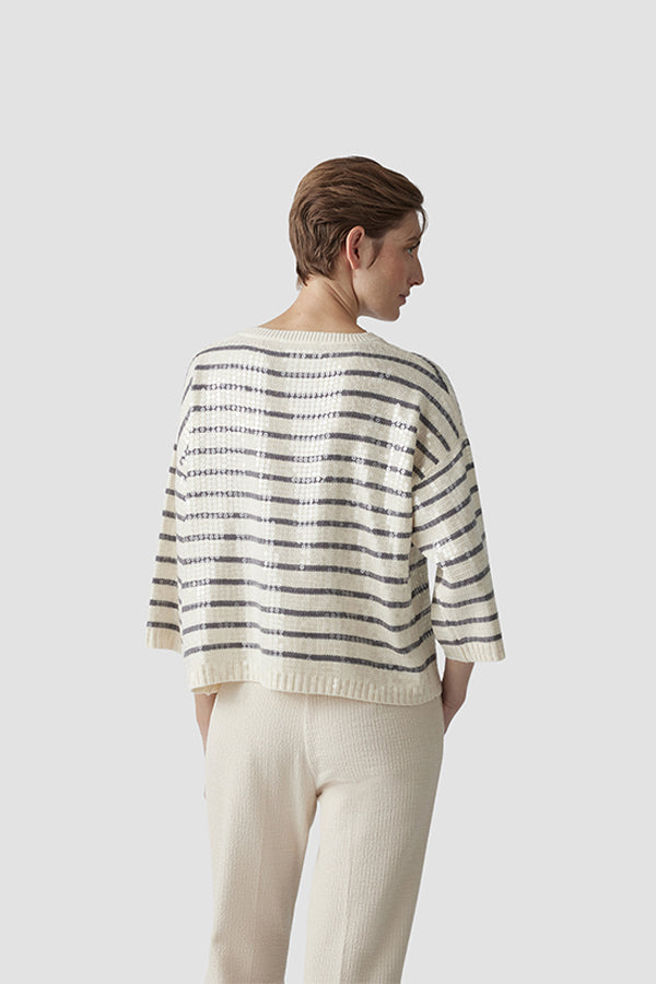 SEQUINNED STRIPED SWEATER