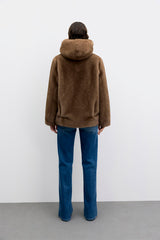 AGATE BEIGE FAUX FUR HOODED COAT