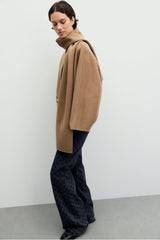 AMIA ZIPPERED DOUBLE-FACED WOOL COAT