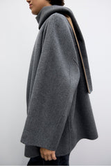 AMIA ZIPPERED DOUBLE-FACED WOOL COAT