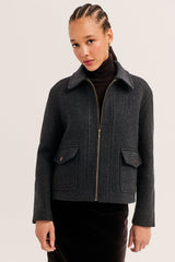 AREA FAUX-FUR COLLAR SHORT COAT