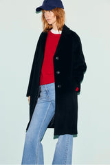 AELIS BLACK WOOL STRAIGHT COAT