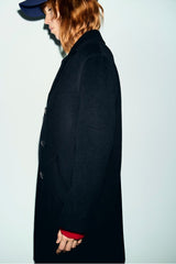 AELIS BLACK WOOL STRAIGHT COAT