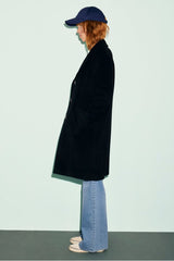 AELIS BLACK WOOL STRAIGHT COAT