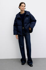 ALIE BLUE SHORT HOODED DOWN JACKET