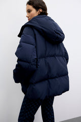 ALIE BLUE SHORT HOODED DOWN JACKET