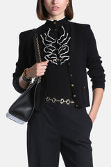 MADIRA BLACK FLAT RIB CROPPED CARDIGAN