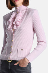 MADIRA PINK FLAT RIB CROPPED CARDIGAN
