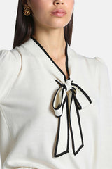 MAGGIOLONE LAVALLIÈRE NECKLINE KNIT BLOUSE
