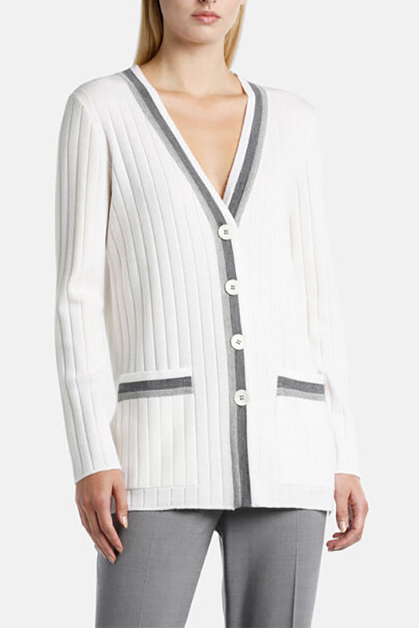 MAGISTRO RIBBED WOOL-BLEND CARDIGAN