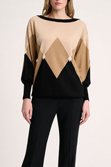 MAGNETI BEIGE DIAMOND INTARSIA PULLOVER