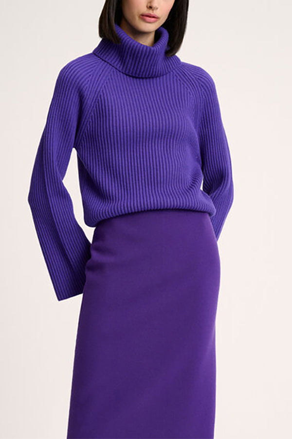 MAGNUS PURPLE RIB-KNIT TURTLENECK PULLOVER