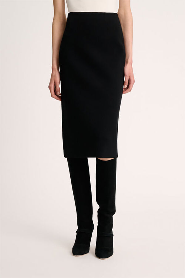 MAGON BLACK BLENDED WOOL SKIRT