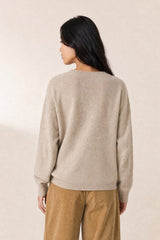 ECRU YAK EXTRAFINE MERINO WOOL V-NECK SWEATER