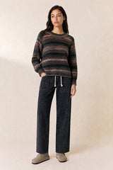 BRONZE SOFT REFINED KNITIPED ALPACA MERINO WOOL SWEATER