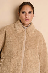 MALTIPOO SANDSTONE COZY FAUX-FUR COAT