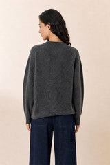 GREY YAK EXTRAFINE MERINO WOOL V-NECK SWEATER