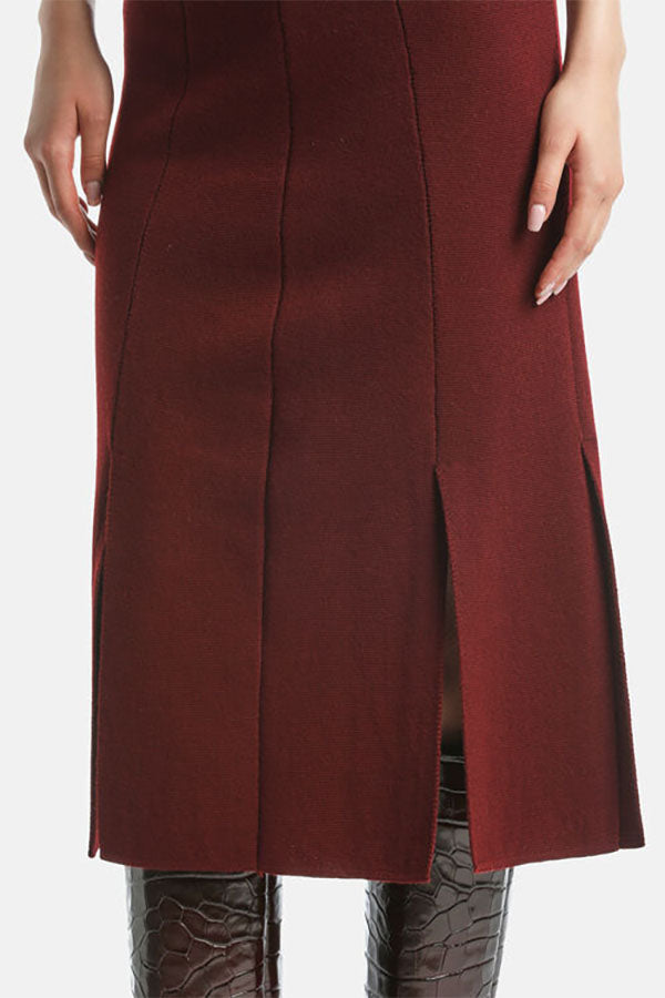 MANDELICA RED WOOL MIDI SKIRT