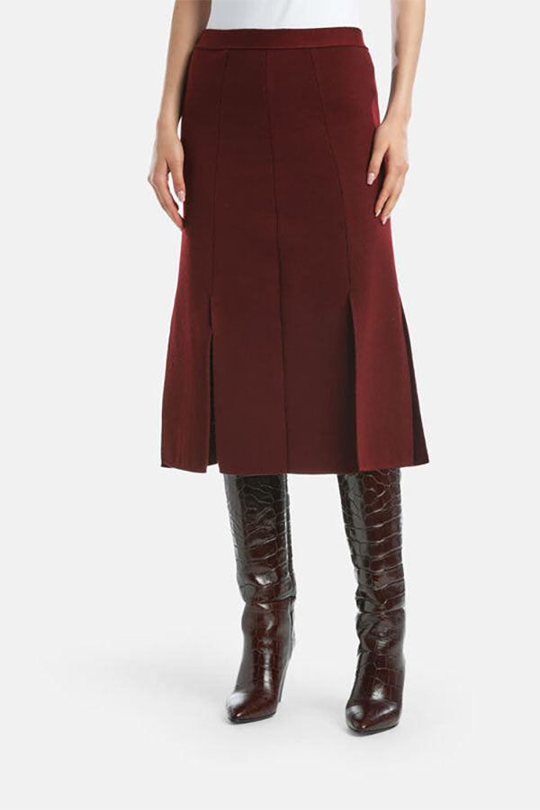 MANDELICA RED WOOL MIDI SKIRT
