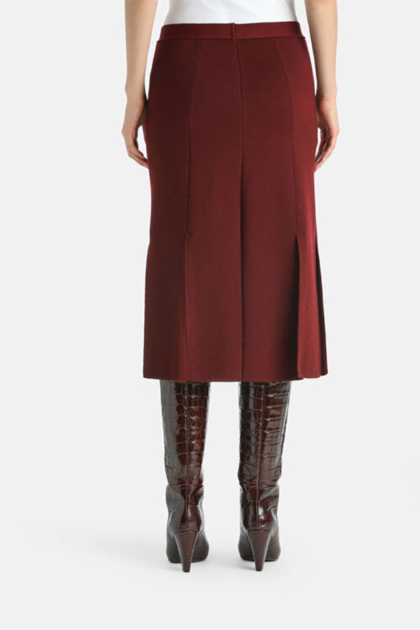 MANDELICA RED WOOL MIDI SKIRT