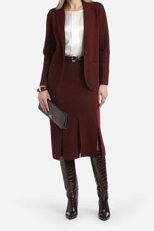 MANDELICA RED WOOL MIDI SKIRT