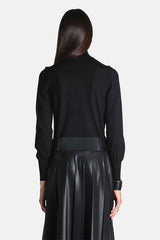 MARATEA BLACK FLOUNCES HENLEY SWEATER