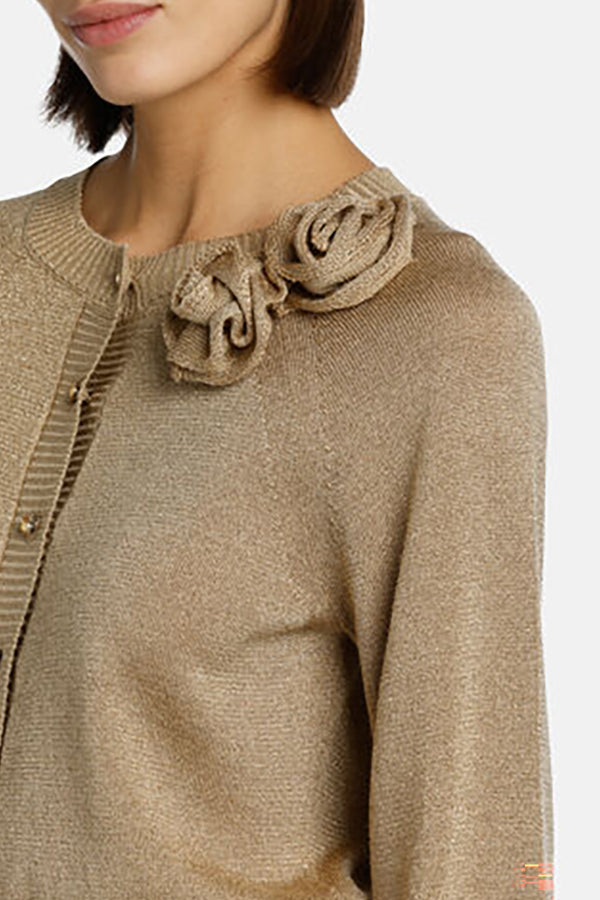 MARIPOSA BEIGE FLORAL WOOL-BLEND CARDIGAN