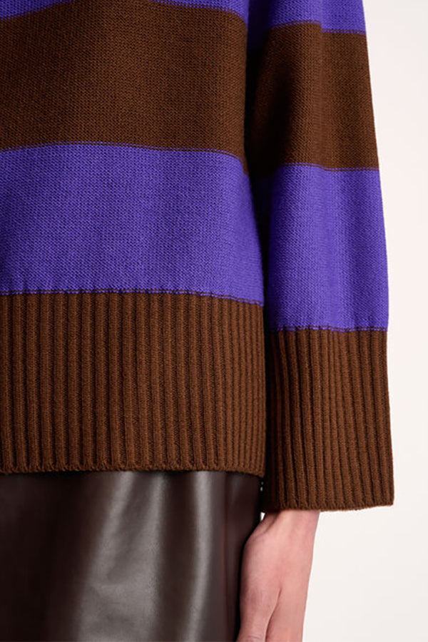 MARSUPIO PURPLE STRIPED LOOSE TURTLENECK PULLOVER