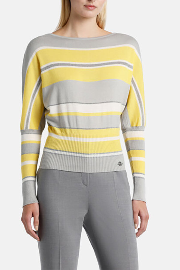 MASTRO YELLOW STRIPED WOOL-BLEND PULLOVER