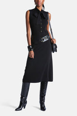 MASURIA BLACK ELEGANT SLEEVELESS MIDI DRESS