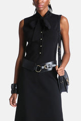 MASURIA BLACK ELEGANT SLEEVELESS MIDI DRESS
