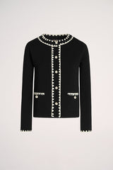 MEGADUCA BLACK EMBROIDERED TRIM WOOL JACKET