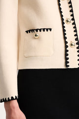 MEGADUCA CREAM EMBROIDERED TRIM WOOL JACKET