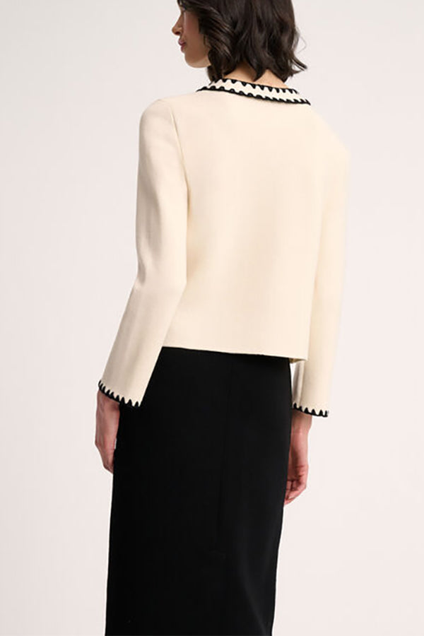 MEGADUCA CREAM EMBROIDERED TRIM WOOL JACKET