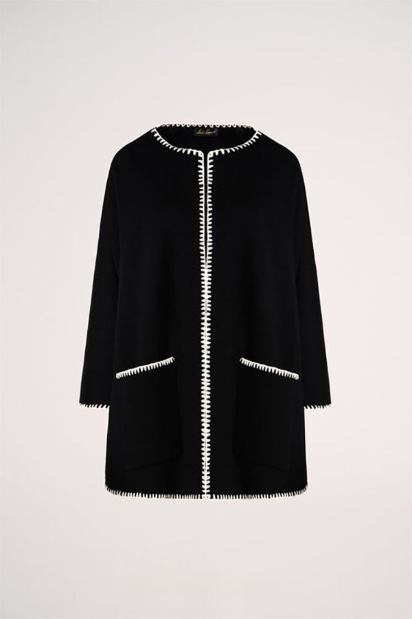 MEGLIO BLACK EMBROIDERED CAPE