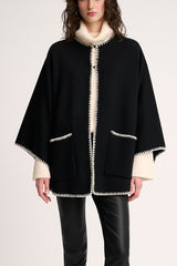 MEGLIO BLACK EMBROIDERED CAPE