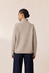 ECRU YAK EXTRAFINE MERINO WOOL TURTLENECK SWEATER