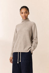 ECRU YAK EXTRAFINE MERINO WOOL TURTLENECK SWEATER