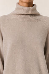 ECRU YAK EXTRAFINE MERINO WOOL TURTLENECK SWEATER