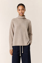 ECRU YAK EXTRAFINE MERINO WOOL TURTLENECK SWEATER