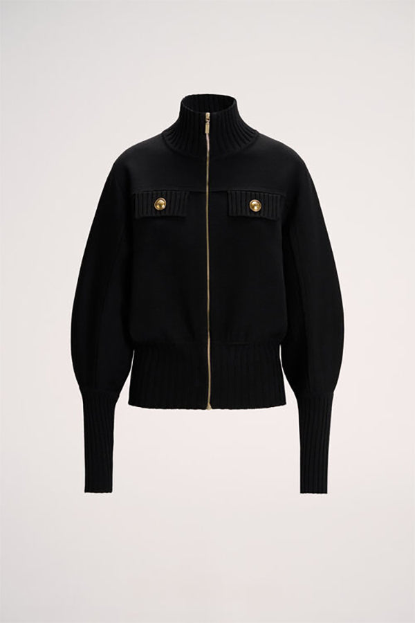 MERLO BLACK KNIT BOMBER JACKET